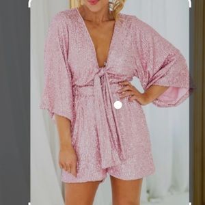 Pink sequin romper